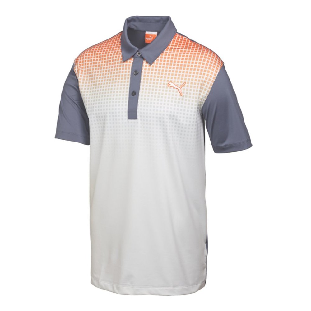 PUMA Golf Jr Collection Children Youth Kid Golf GLITCH Polo Shirt Vibrant Orange